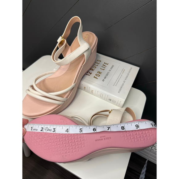 Cole Haan Cloudfeel Ambition Addison Sandals White Pink Platform Strappy Size 10 - Picture 7 of 10